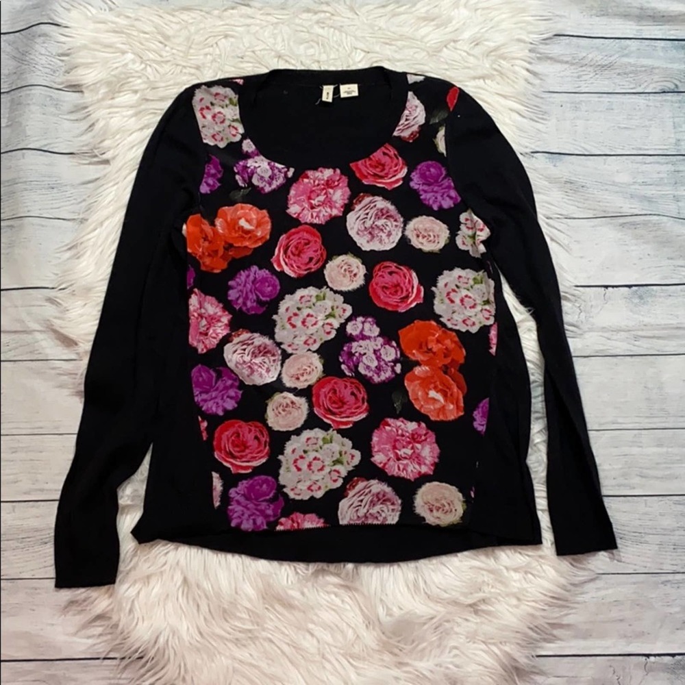 SOLD! Anthro Moth Rose Snapshot Sweater sz S - Picture 2 of 6